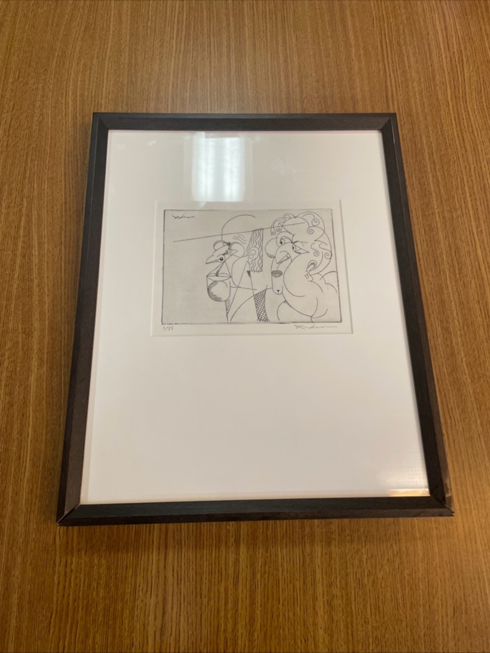 Framed Signed and numbered Black and White Abstract Line Art Print